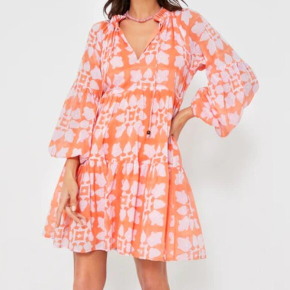 Tuckernuck Oliphant Tigerlily Orange Balloon Sleeve Dress XL NEW WITH TAGS - Picture 1 of 10